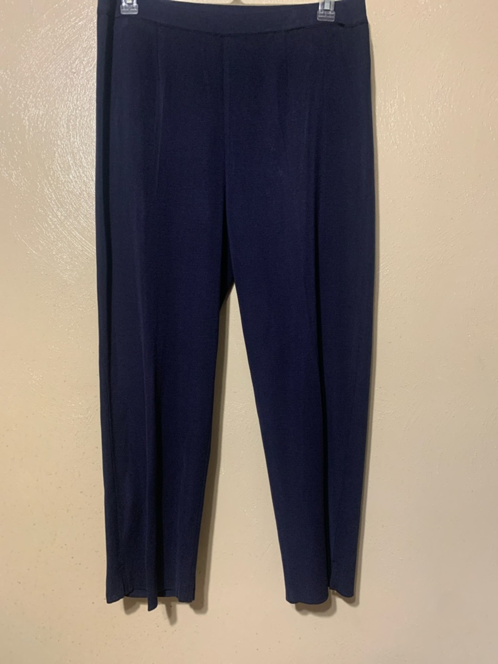 Misook size XL Navy Knit Straight-Leg Dress Pants Raw Hem